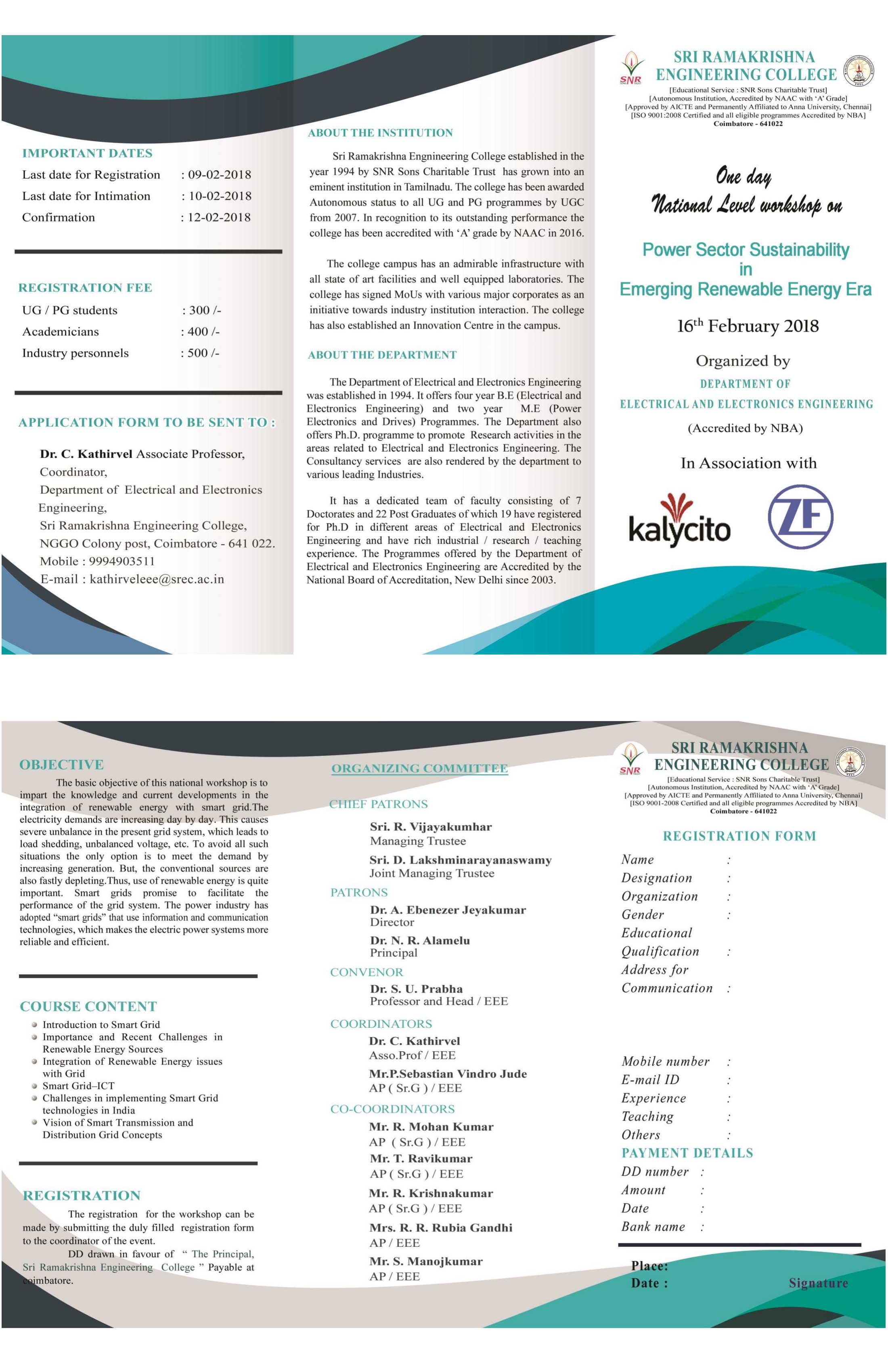 One Day National Level Workshop on Power Sector Sustainability in Emerging Renewable Energy Era 2018
